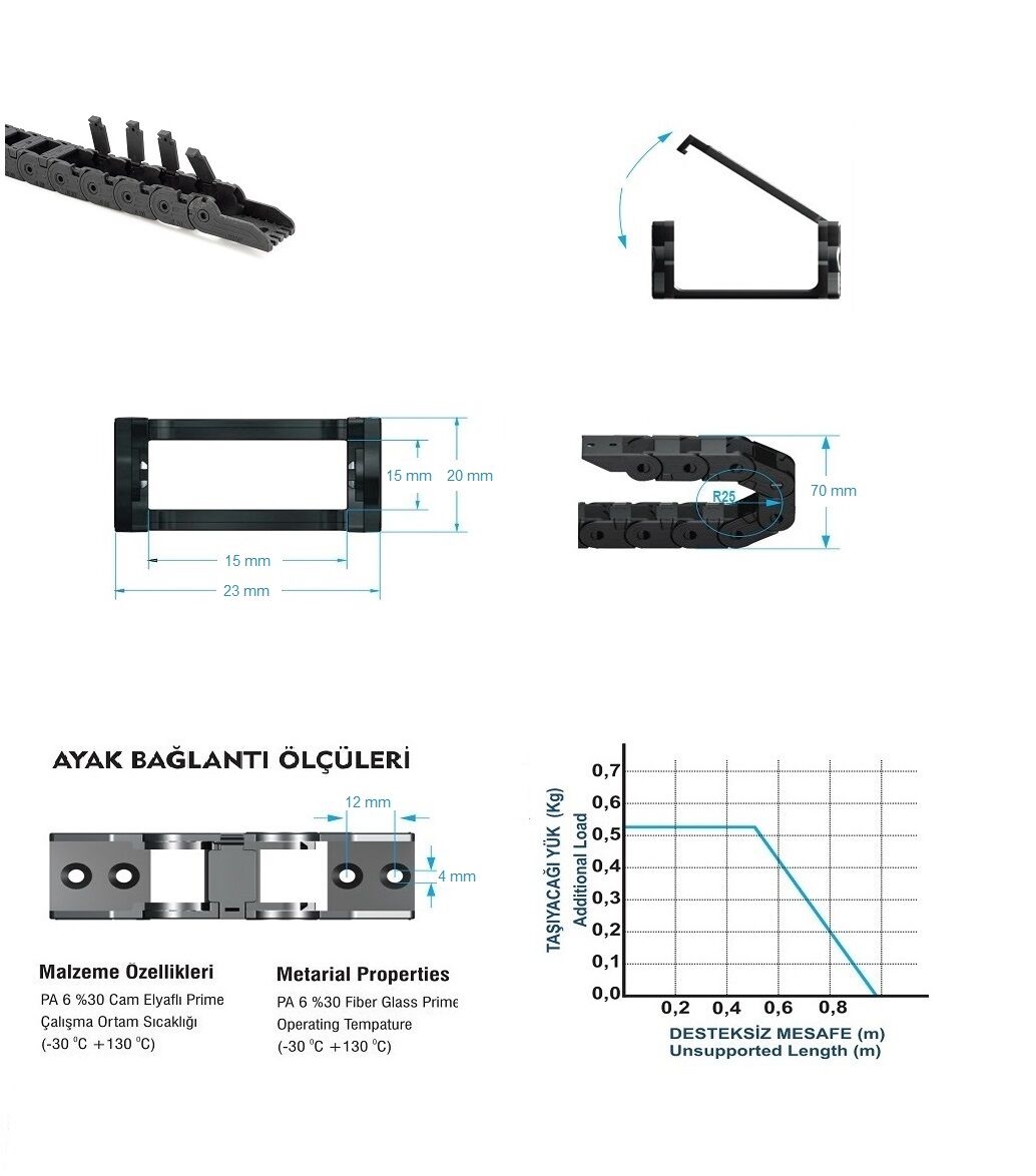 DST15 Hafif Seri Hareketli Taşıyıcı 15 mm Açılır Çıta