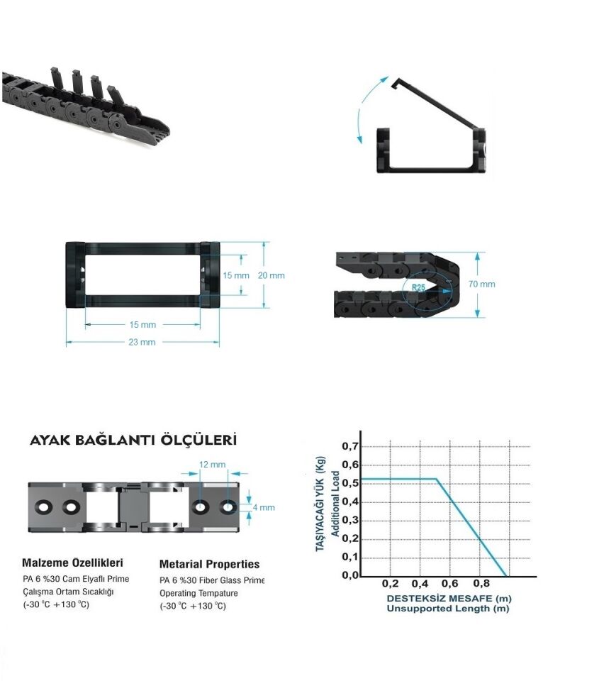 DST15 Hafif Seri Hareketli Taşıyıcı 15 mm Açılır Çıta