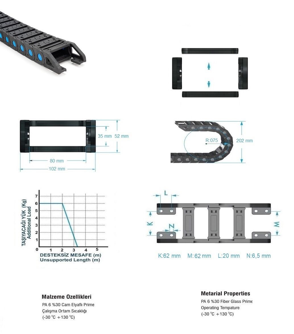 DST35 Kapalı Seri Hareketli Taşıyıcı 080 mm - R:075